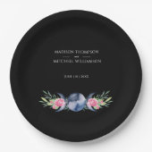 Maanfase Roze Rozen Bloemen Metafysische Bruiloft Papieren Bordje (Voorkant)