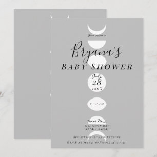 Maanfasen Cycli Grijs & Wit Baby Shower Kaart