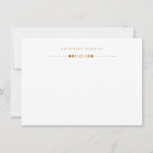Maanfasen Gouden Monogram Notitiekaart Notitiekaartje