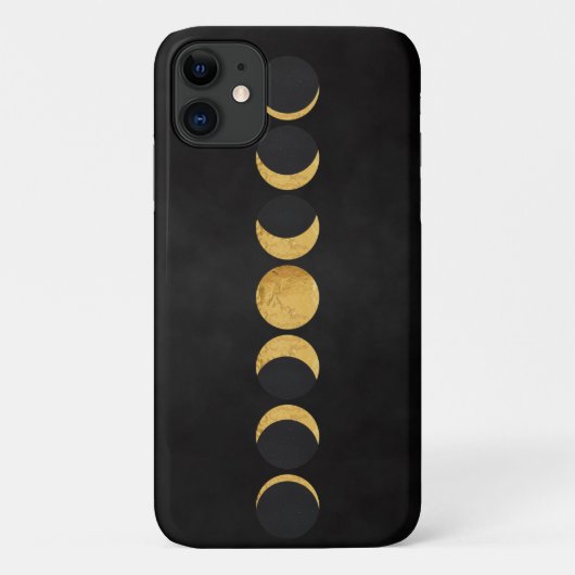 Maanfasen in goud met zwarte getextureerde achterg Case-Mate iPhone case (Achterkant)