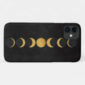 Maanfasen in goud met zwarte getextureerde achterg Case-Mate iPhone case (Achterkant (horizontaal))
