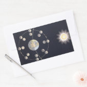 Maanfasen met aarde en zon, sterrenkunde rechthoekige sticker (Envelop)