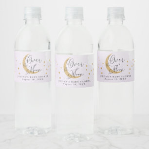 Maanfeestje, Goud Glitter Paarse Baby Shower Waterfles Etiket