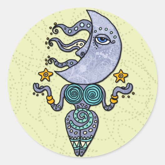 maangodin ronde sticker (Voorkant)