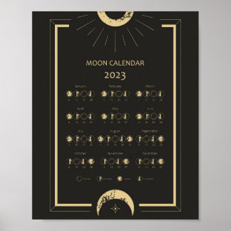 Maankalender Poster 2023 met Maancyclus Fasering