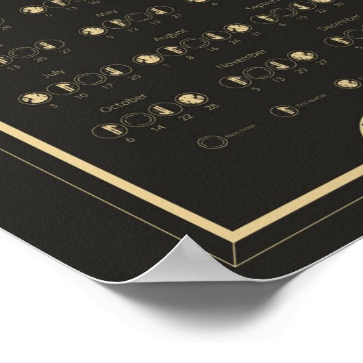 Maankalender Poster 2023 met maanfasen (Hoek)