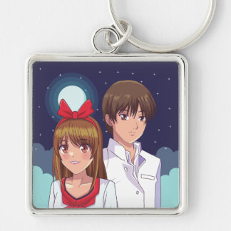 Maanlicht Anime Duo Illustratie Sleutelhanger
