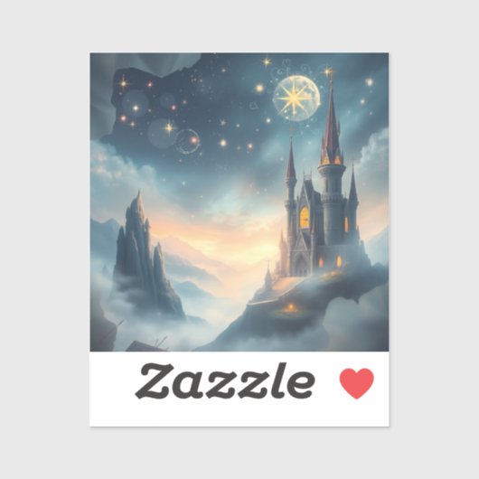 Maanlicht hemels kasteel sticker (Vel)