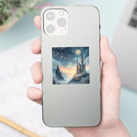 Maanlicht hemels kasteel sticker (Telefoon)