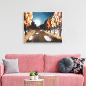 Maanlicht Herfstavond: Canvas Standaard Afmeting (Insitu (Woonkamer))