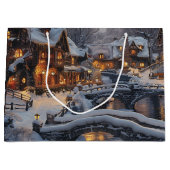 Maanlicht Kerstdorp Winter Scene Vakantie Groot Cadeauzakje (Voorkant)