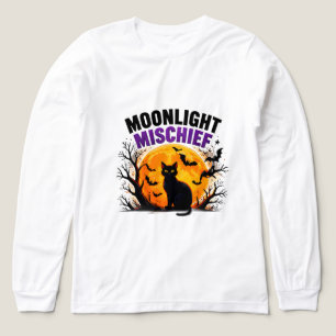 Maanlicht Ondeugd Zwarte Kat Herfst Halloween Tri-Blend Shirt