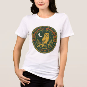 Maanlicht Zwervers Vintage Uil Dennen Tak Badge Tri-Blend Shirt