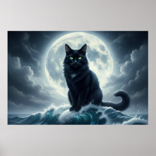 Maanlichtgolf & Zwarte Kat Poster