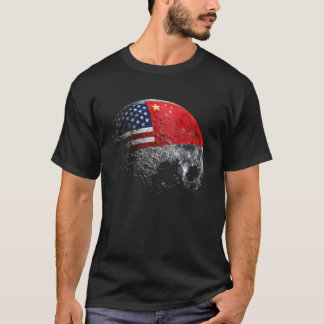 Maanmissie VS China Vlag Maanoppervlak Ruimte E T-shirt