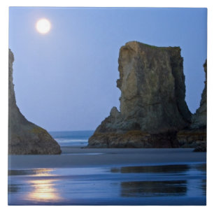 Maanondergang, Bandon Beach, Oregon. Tegeltje