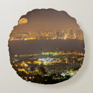 Maanopkomst boven de skyline van San Diego Rond Kussen