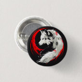 Maanrood Witte Wolf Ronde Button 3,2 Cm (Voorkant /achterkant)