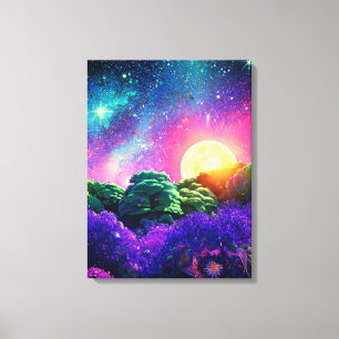 Maanruimte nacht abstracte natuur canvas afdruk