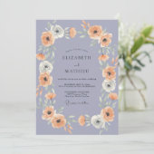 Maansblauw Abrikoos Ranunculus Eucalyptus Bruiloft Kaart (Staand voorkant)
