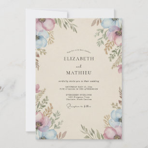 Maansluier Stof Lilac Anemone Bruiloft Kaart