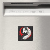 Maansrode witte wolf magneet (Insitu (Vaatwasser))