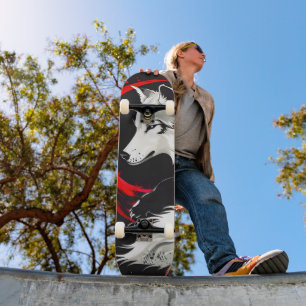 Maansrode witte wolf skateboard