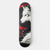 Maansrode witte wolf skateboard (Voorkant)