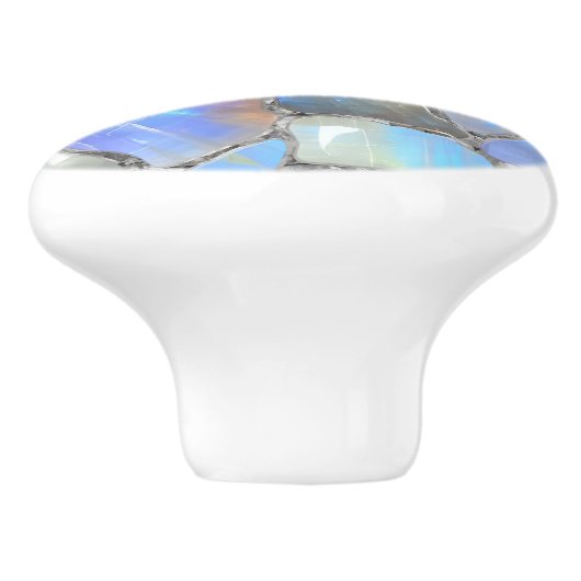 Maansteen en zilver- Mozaïek Cellen Keramische Knop (Zijkant)