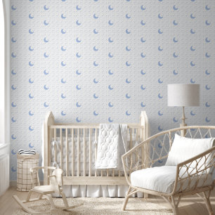 Maansterren blauw kinder muurpapier behang