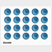 Maansticker - Blauw Ronde Sticker (Vel)