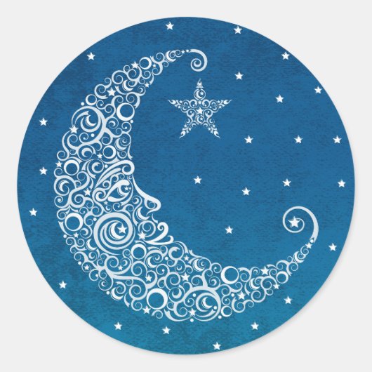 Maansticker - Blauw Ronde Sticker (Voorkant)