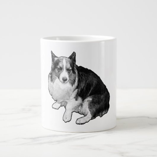 Maanstip Corgi Slurpt Extra Grote Beker (Voorkant)