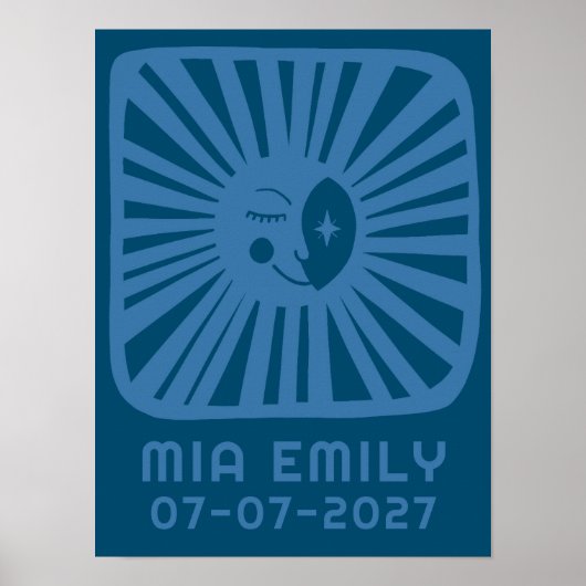 Maanstralen Mooie Maan VERJAARDAGSKUNST MET NAAM V Poster (Voorkant)