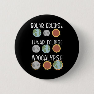 Maansverduistering en apocalyps 8 april 2024 ronde button 5,7 cm