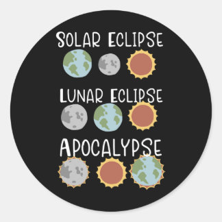 Maansverduistering en apocalyps 8 april 2024 ronde sticker
