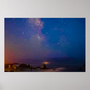Maanverduistering & Melkweg Bandon Beach, Oregon Poster