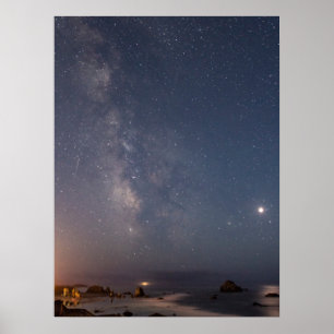 Maanverduistering & Melkweg Bandon Beach Oregon Poster
