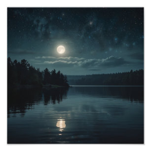 Maanverlicht Meer Sereniteit Foto Afdruk