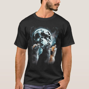 Maanverlicht Trio Drie Katten Laten Hun Innerlijke T-shirt