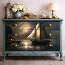 Maanverlicht Zeilschip Decoupage