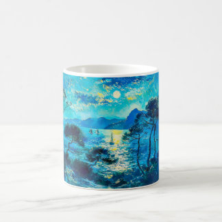 Maanverlichte Baai met Boten Impressionistische No Koffiemok