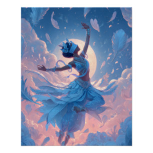 Maanverlichte Ballerina Hemeldans Fantasie Kunst Perfect Poster