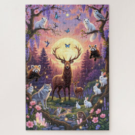 Maanverlichte Betoverde Bos Puzzel – Herten, Wolve