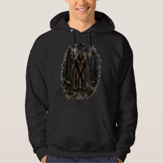 Maanverlichte Bigfoot Losse Aquarel Woud Cryptid Hoodie