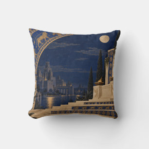 Maanverlichte Blauwe Paleis Sierboog Kussen