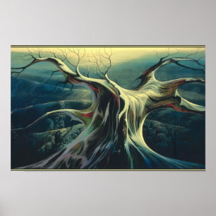 Maanverlichte Boomstam - Magisch Realisme Eyvind Poster