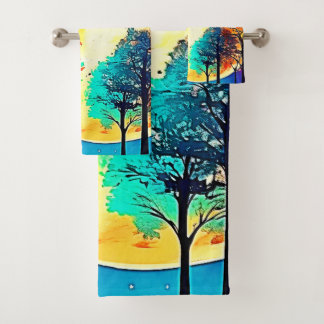 Maanverlichte Bos Fantasie Kunst Bad Handdoek