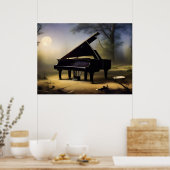 Maanverlichte Bospiano | Digitale Kunst Poster (Keuken)
