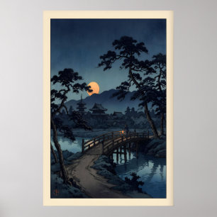 Maanverlichte Brug Print Rustig Nachtlandschap (Sl